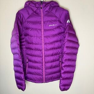 Eddie Bauer Quilted Goose Down Coat Womens Large Tall Purple First Ascent Jacket